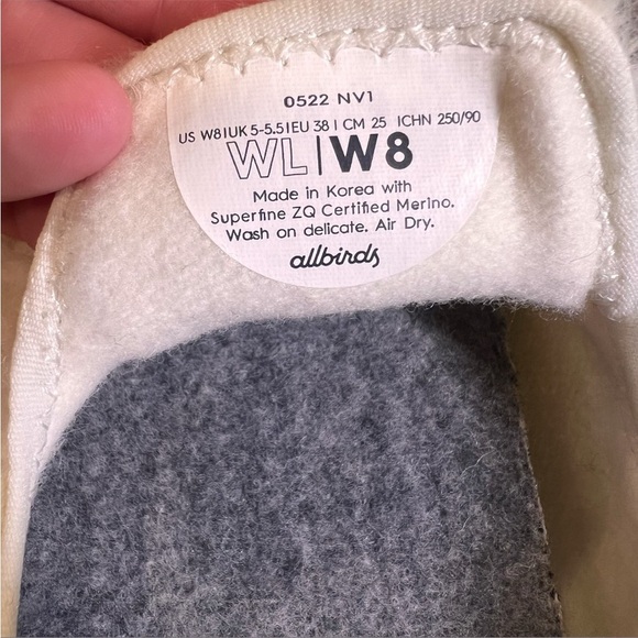 ALLBIRDS Natural White Merino Wool Lounger Fluffs Slip On Shoes Size 8 LIKE NEW - Picture 11 of 11